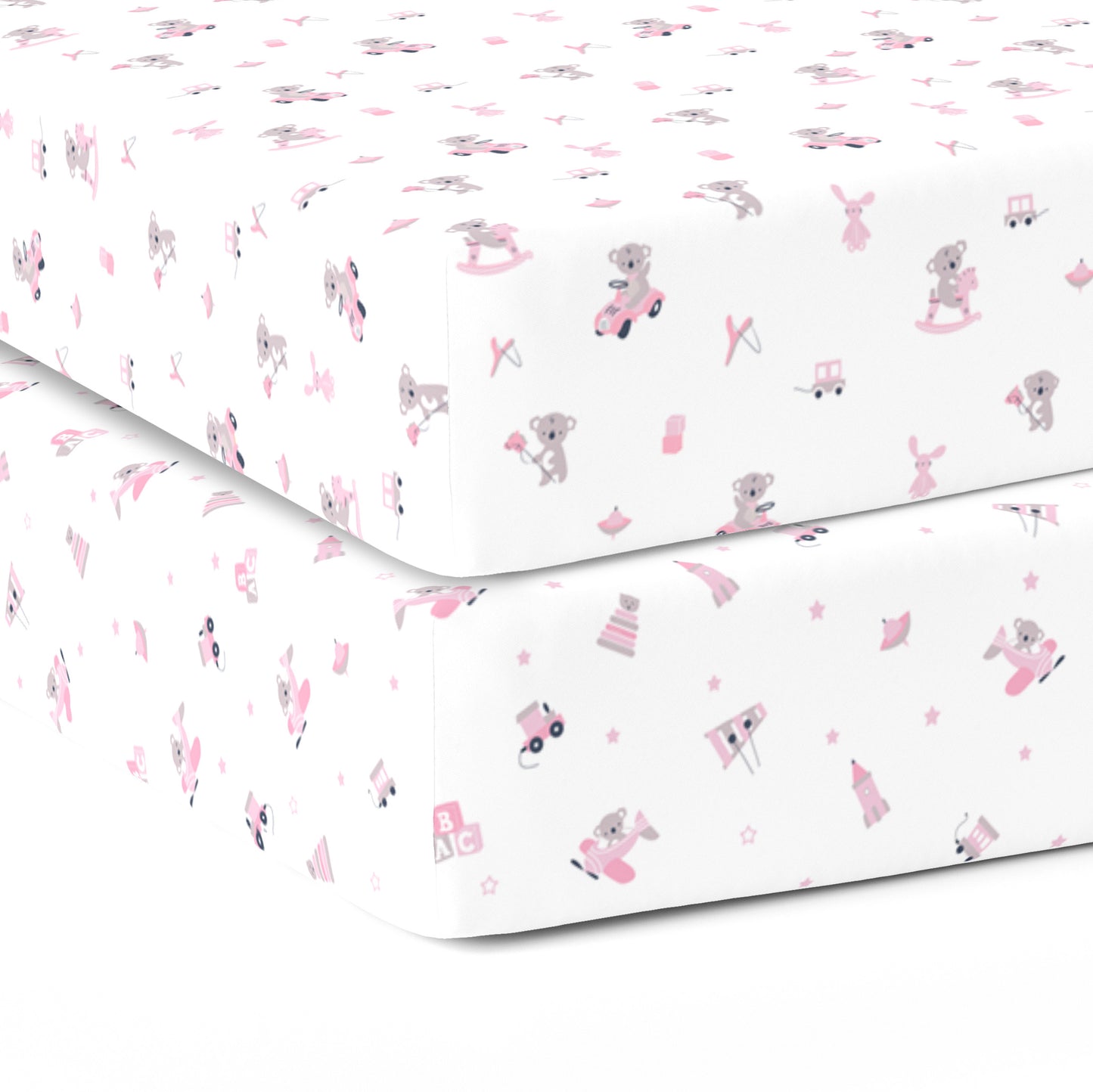 Pink Bear 1 and 2 Crib Sheets 2 Pcs