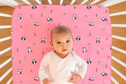 Pink Panda Crib Sheets 1 Pcs