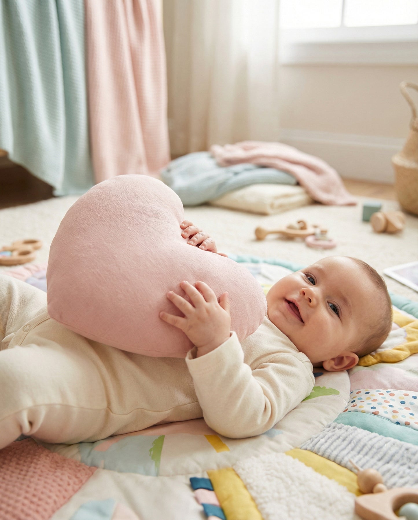 Solid Pink Heart Crib Toy 1 Pcs