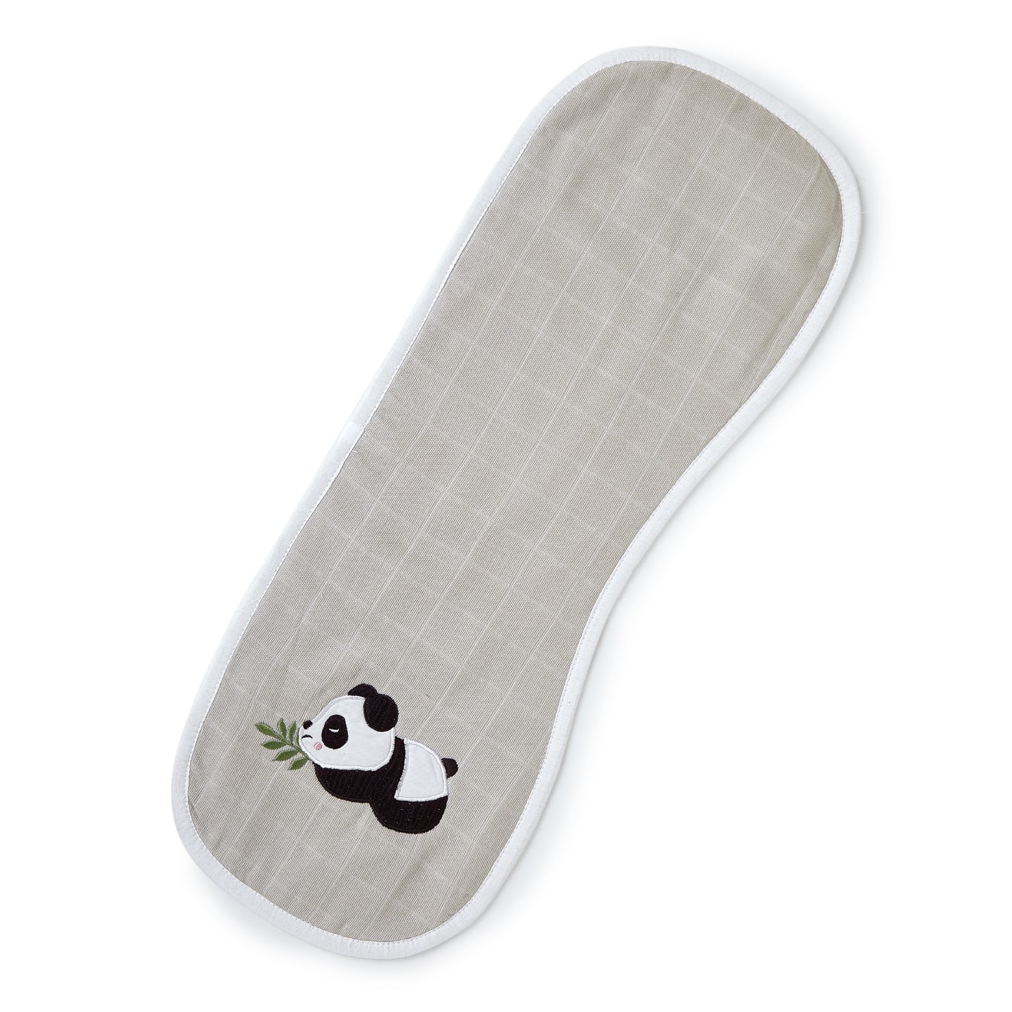 Grey Panda Embroidery Feeding Bibs And Burp 2 Pcs