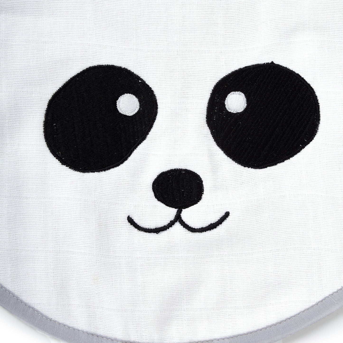 Grey Panda Embroidery Feeding Bibs And Burp 2 Pcs