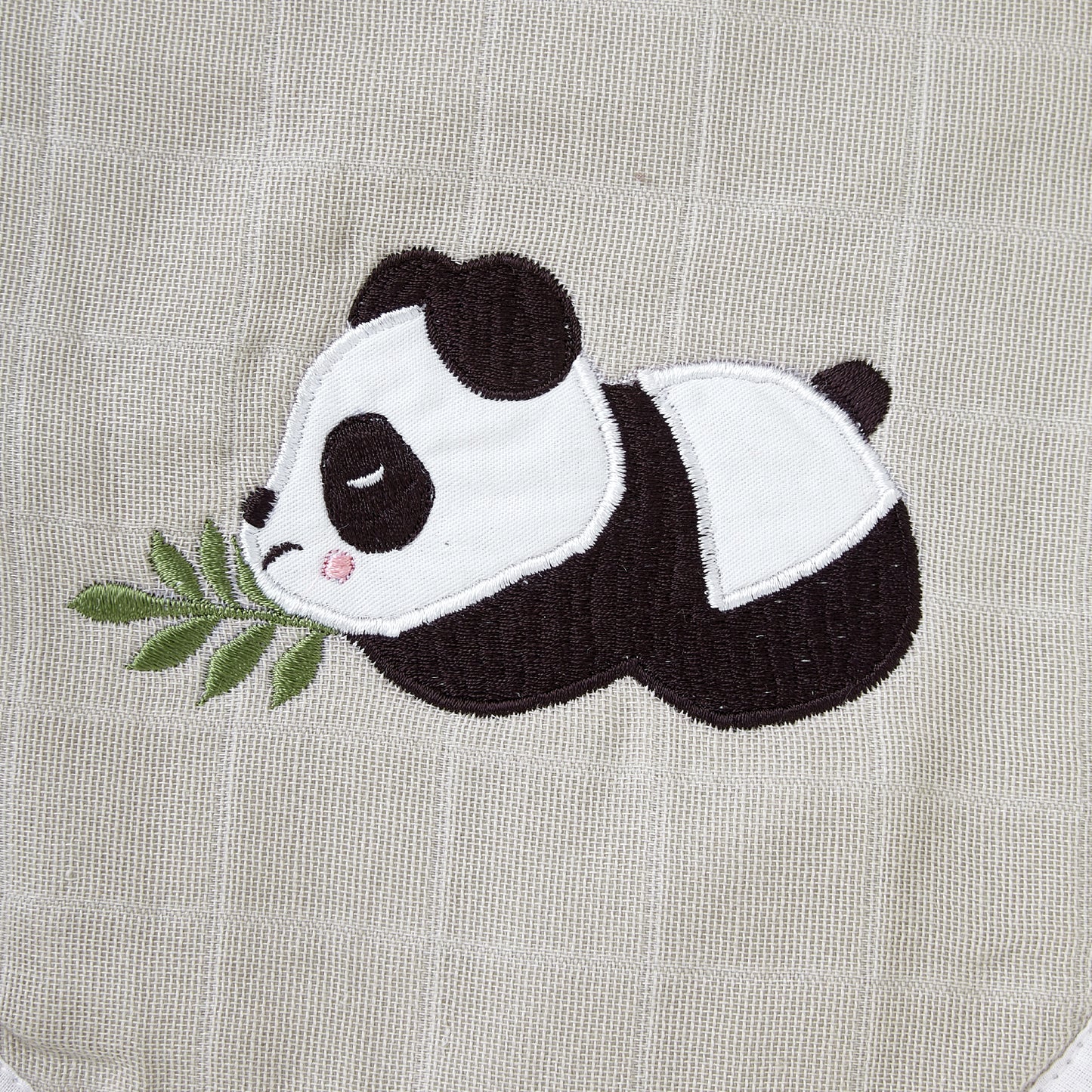 Grey Panda Embroidery Feeding Bibs And Burp 2 Pcs