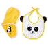 Yellow Panda Embroidery Feeding Bibs And Burp 2 Pcs