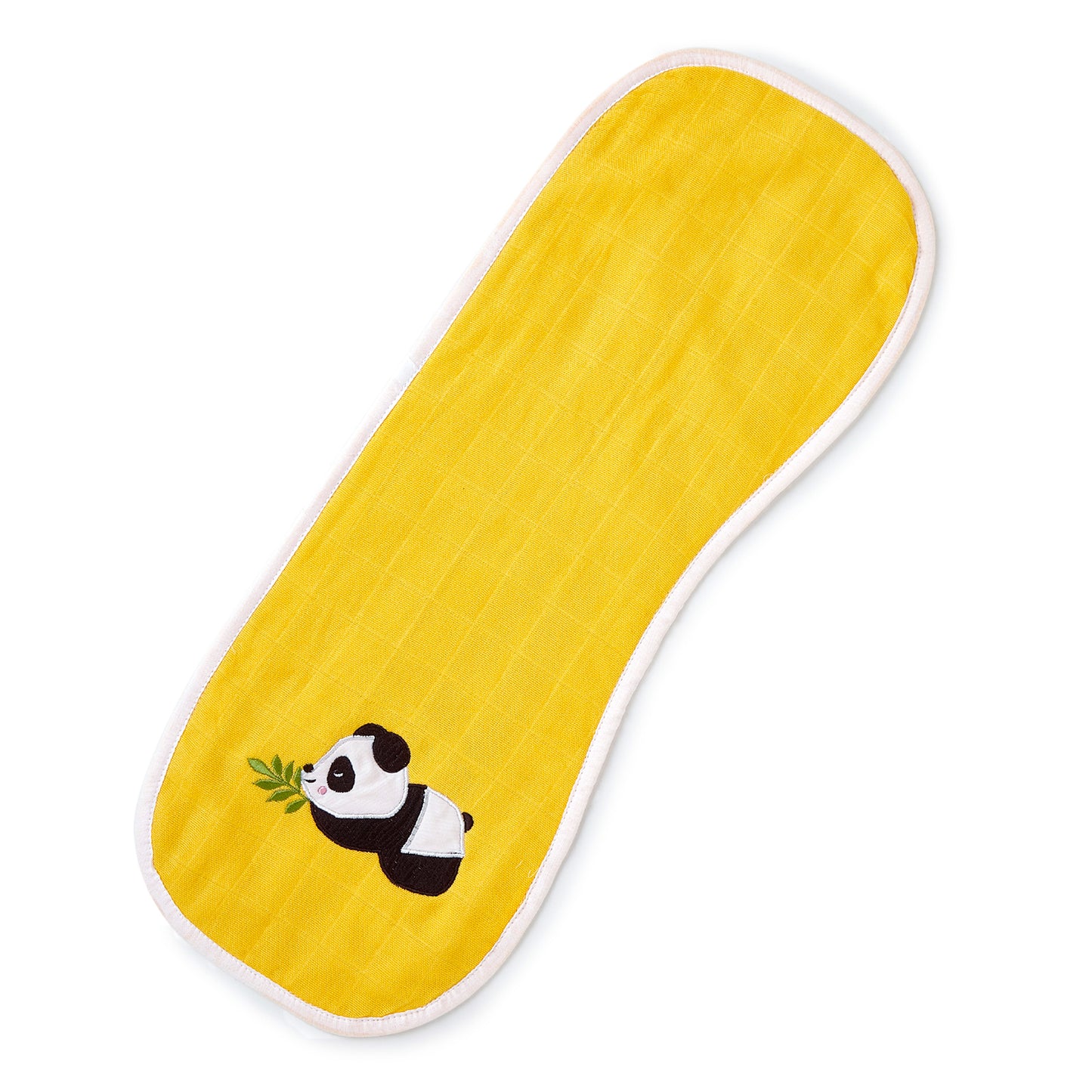 Yellow Panda Embroidery Feeding Bibs And Burp 2 Pcs