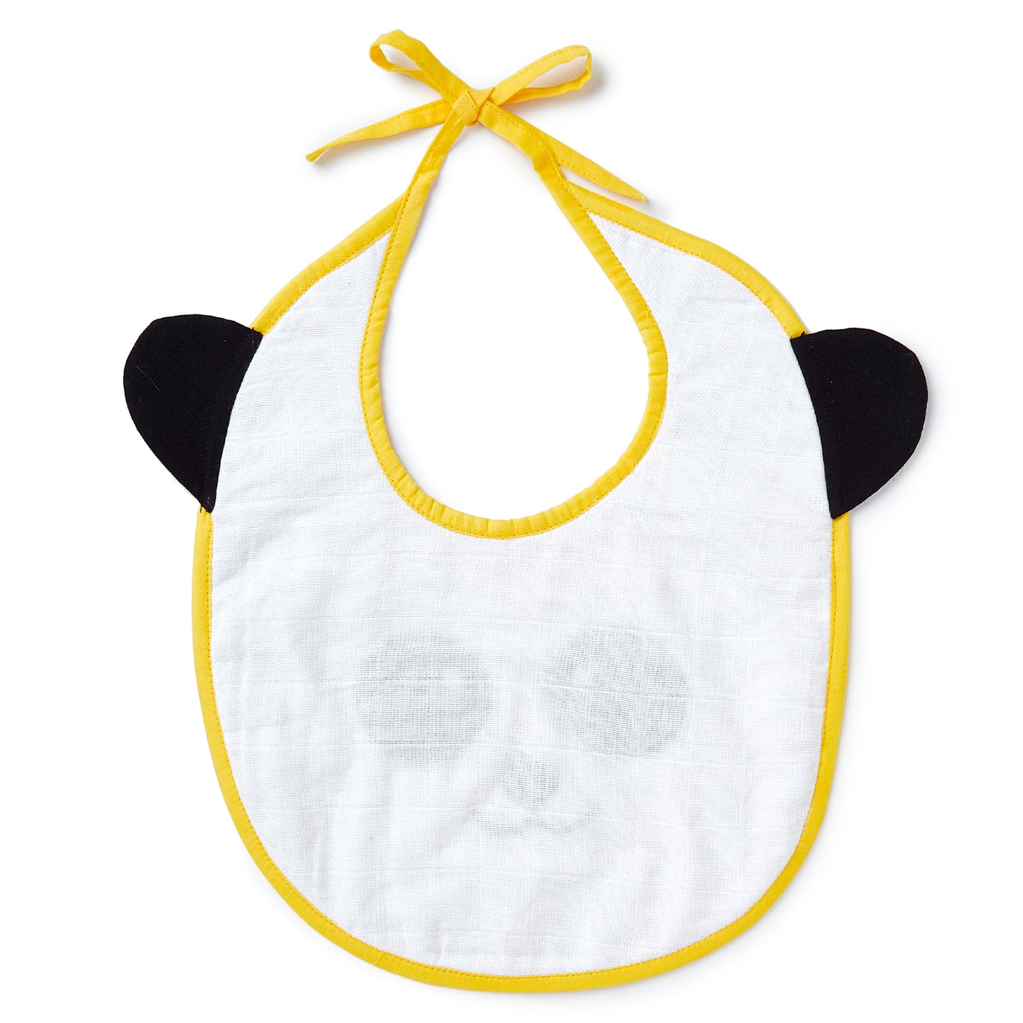 Yellow Panda Embroidery Feeding Bibs And Burp 2 Pcs