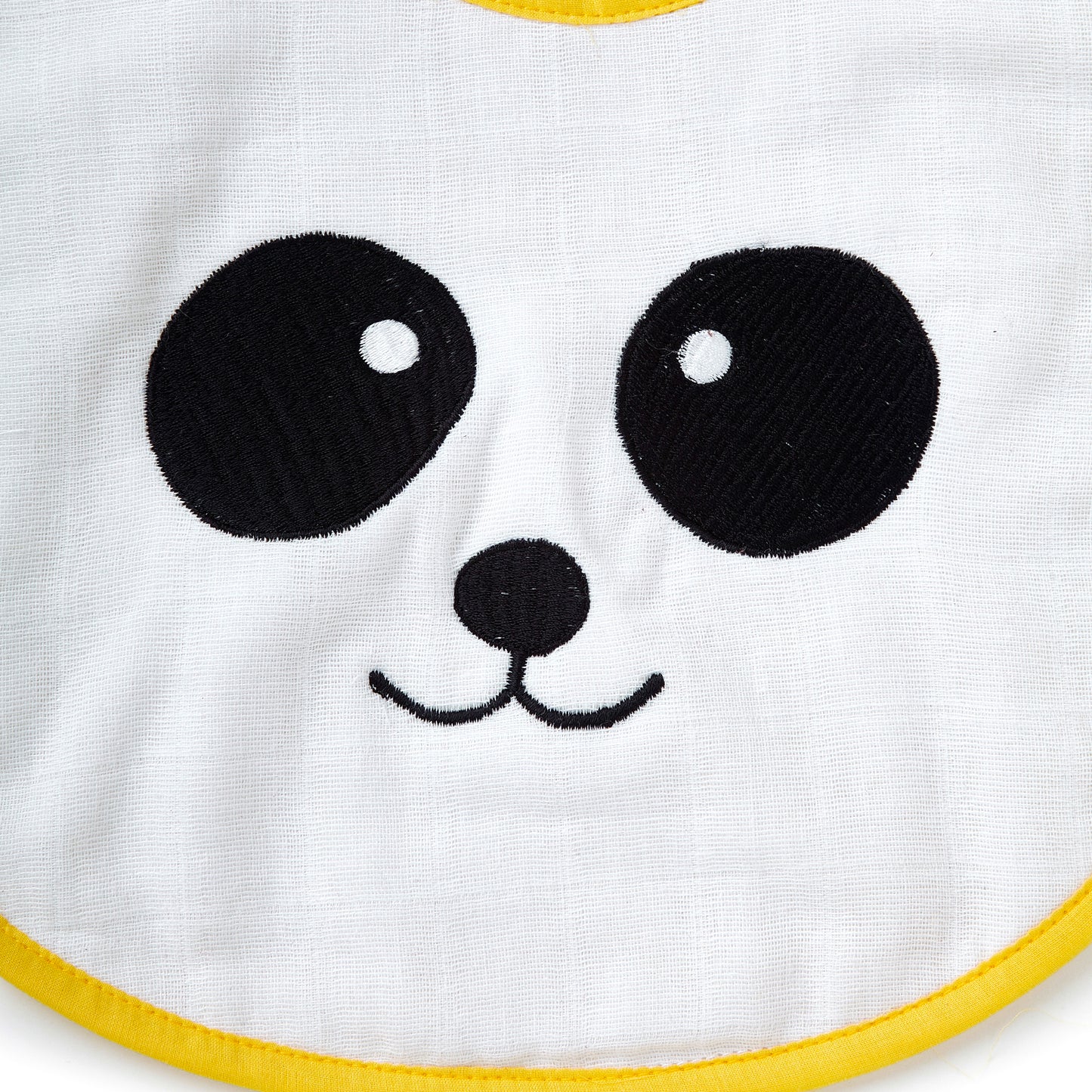 Yellow Panda Embroidery Feeding Bibs And Burp 2 Pcs