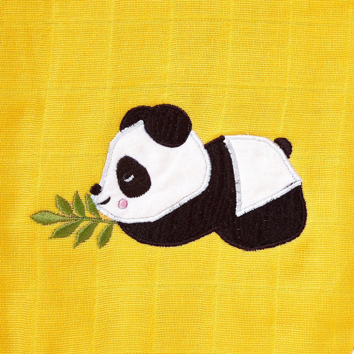 Yellow Panda Embroidery Feeding Bibs And Burp 2 Pcs