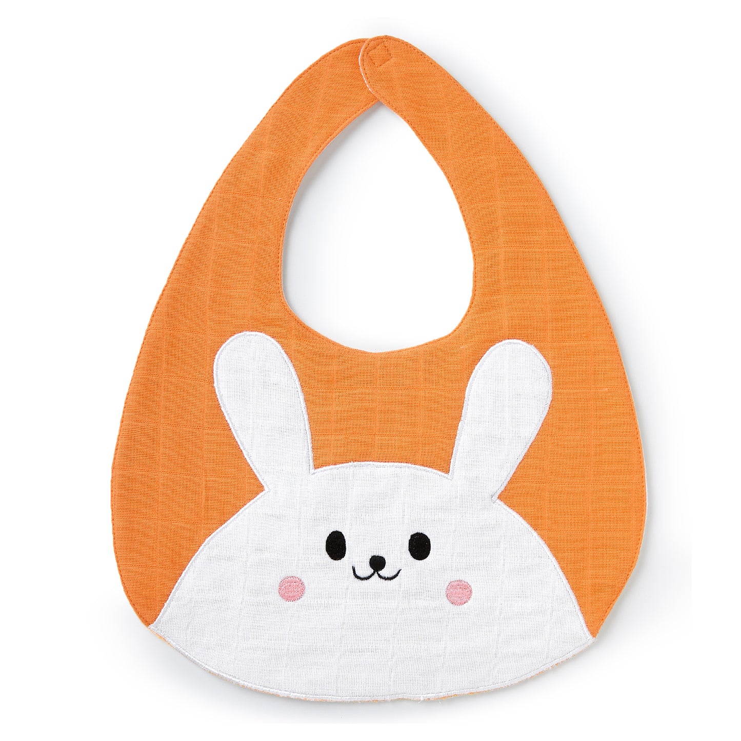 Orange Rabbit Embroidery Feeding Bibs And Burp 2 Pcs