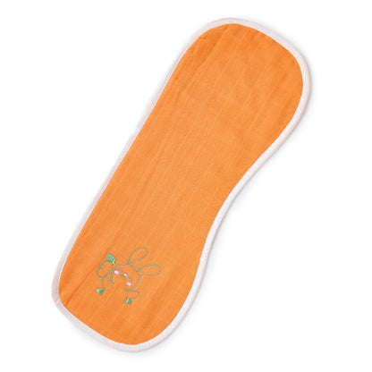 Orange Rabbit Embroidery Feeding Bibs And Burp 2 Pcs