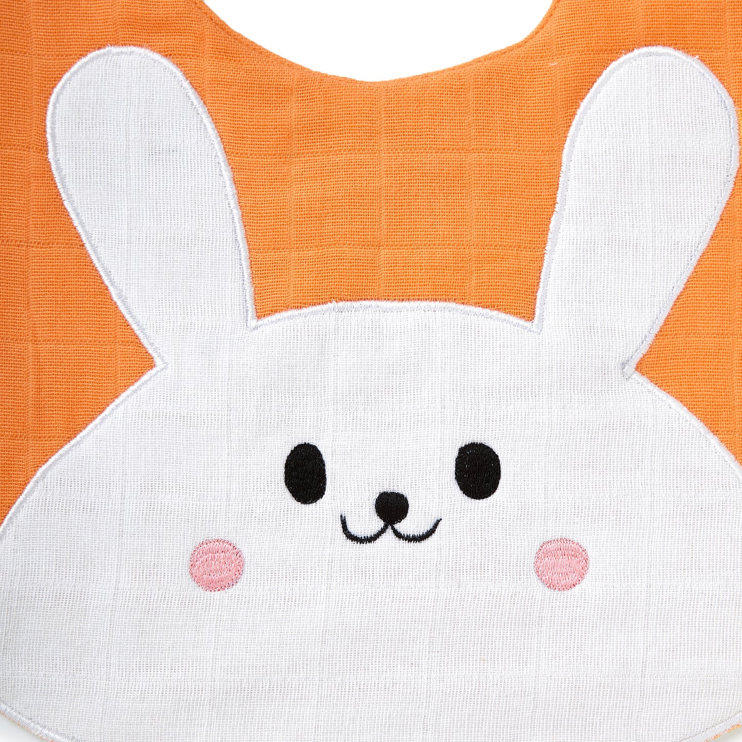 Orange Rabbit Embroidery Feeding Bibs And Burp 2 Pcs