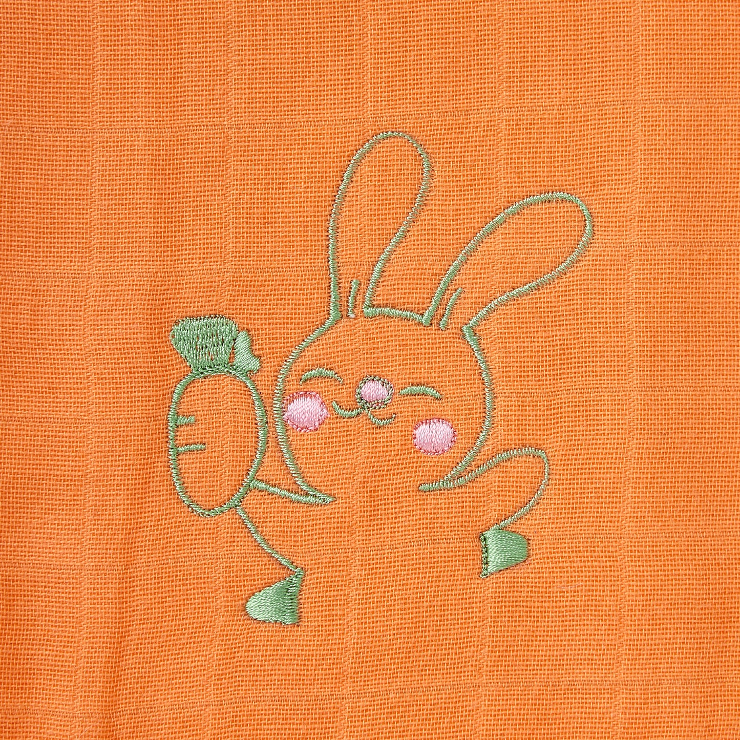 Orange Rabbit Embroidery Feeding Bibs And Burp 2 Pcs