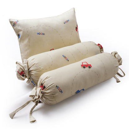 Red & Blue Car Bolster Pillow Set 1 Pcs