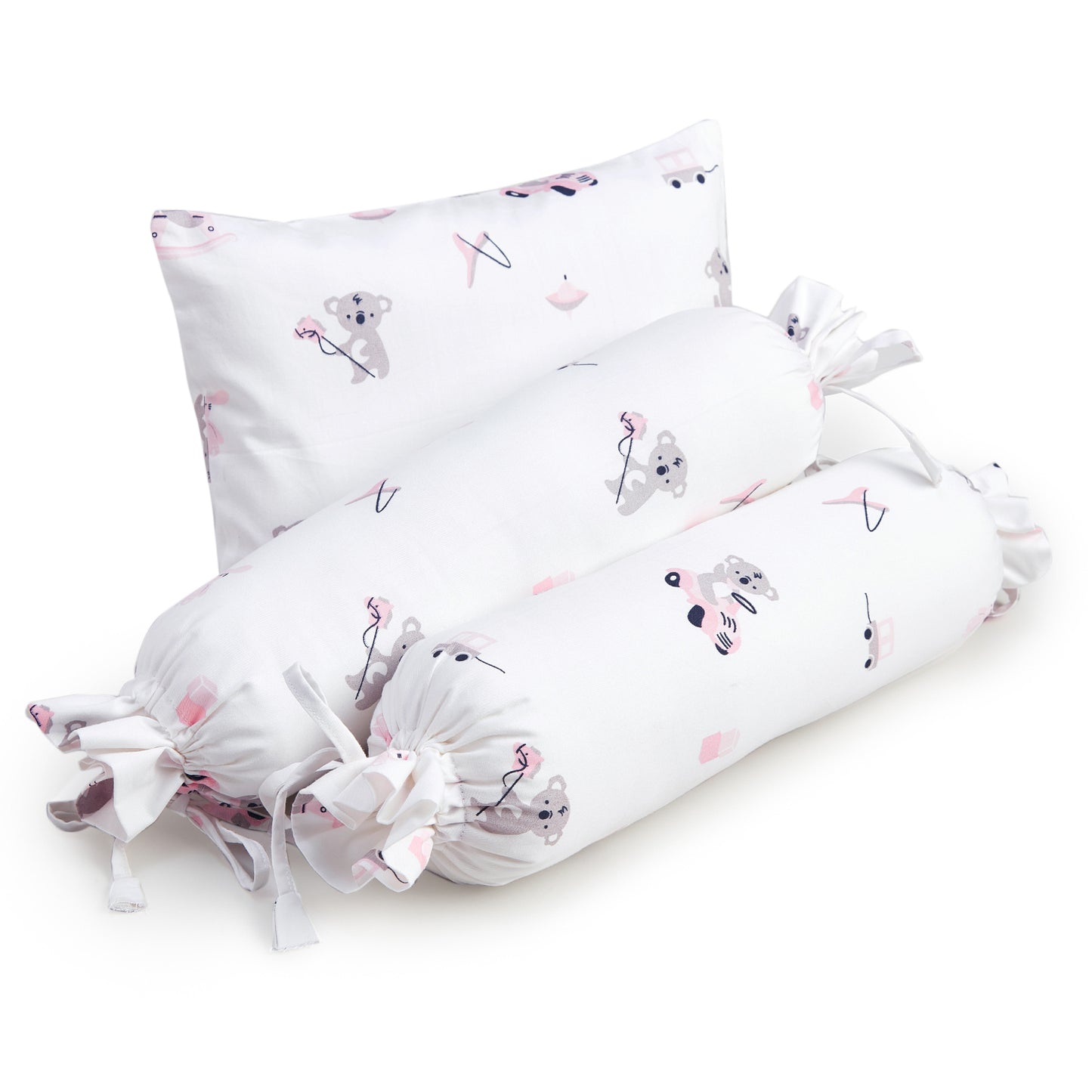 Pink Koala with Horse Bolster Pillow Set 1 Pcs