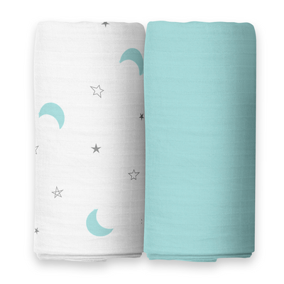 Moon & Blue Swaddles 2 Pcs