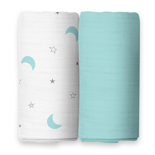 Moon & Blue Swaddles 2 Pcs