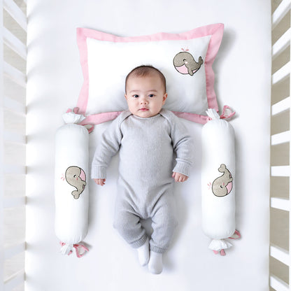 Pink Whale Bolster Pillow Set 1 Pcs