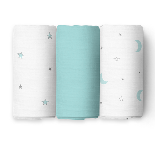Blue & Grey Swaddles 3 Pcs