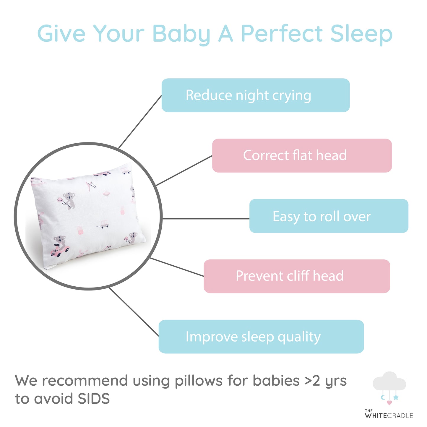 Pink Koala with Horse Bolster Pillow Set 1 Pcs