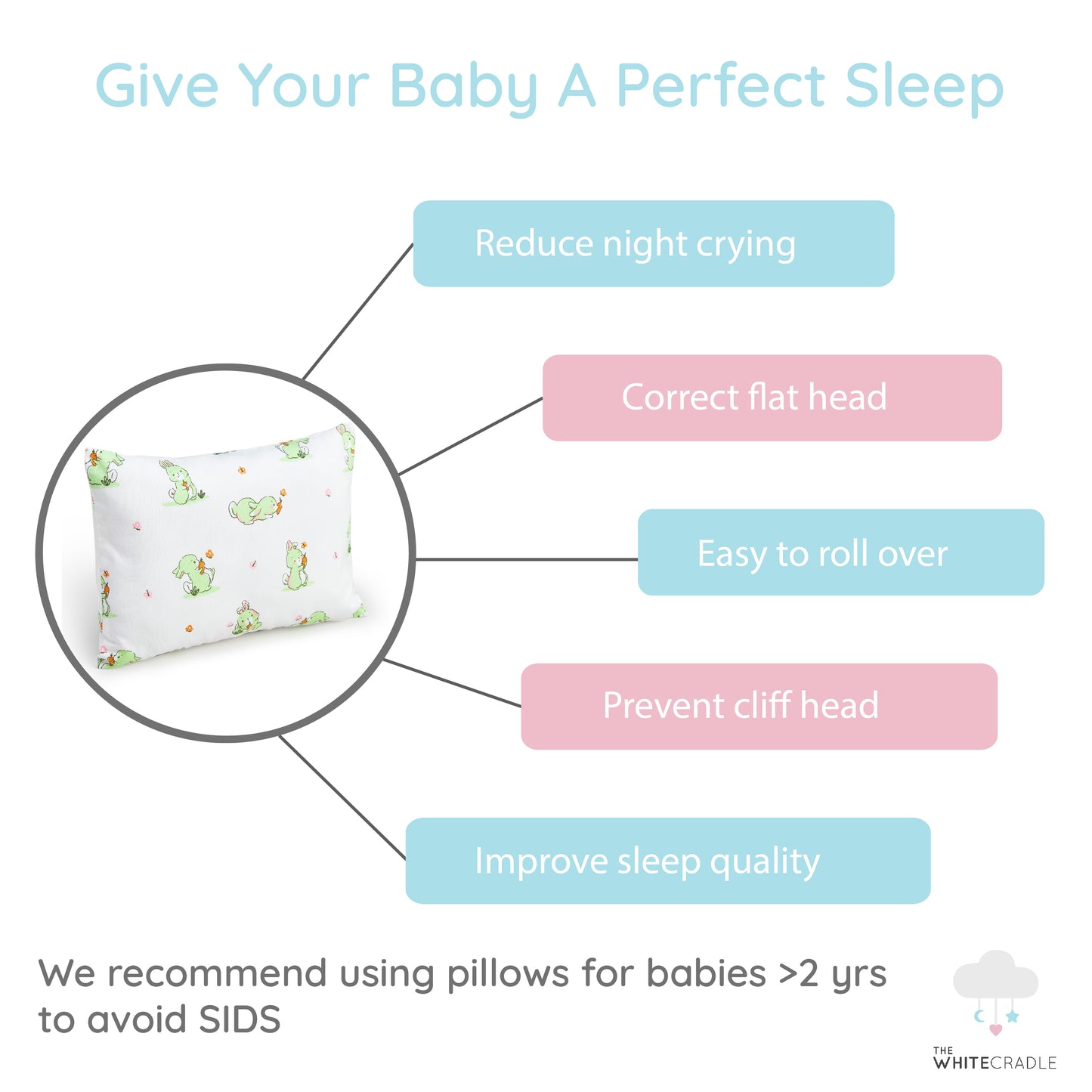 White Bunny Bolster Pillow Set 1 Pcs