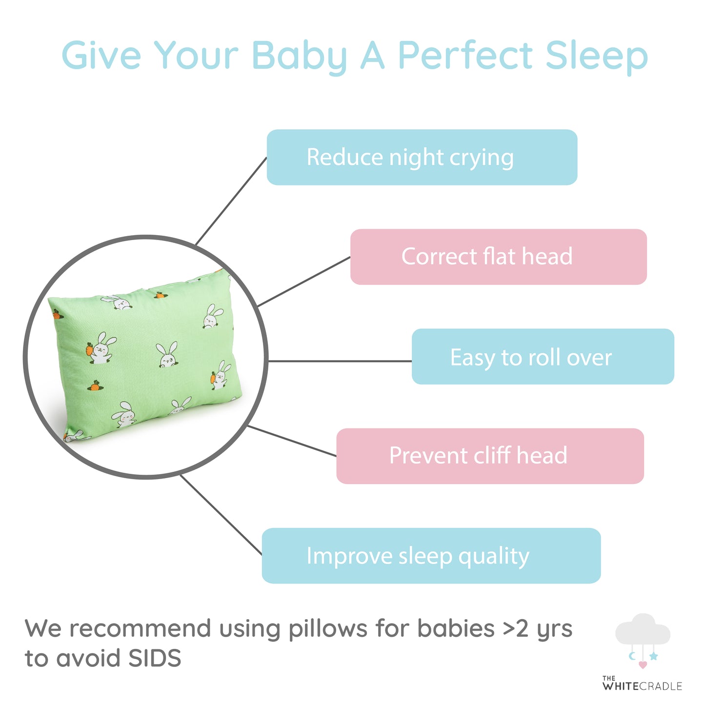 Green Bunny Bolster Pillow Set 1 Pcs