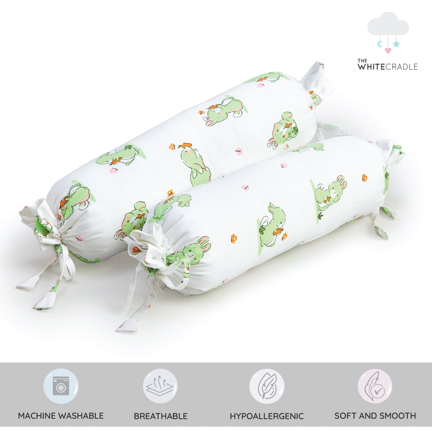 White Bunny Bolster Pillow Set 1 Pcs
