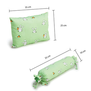 Green Bunny Bolster Pillow Set 1 Pcs