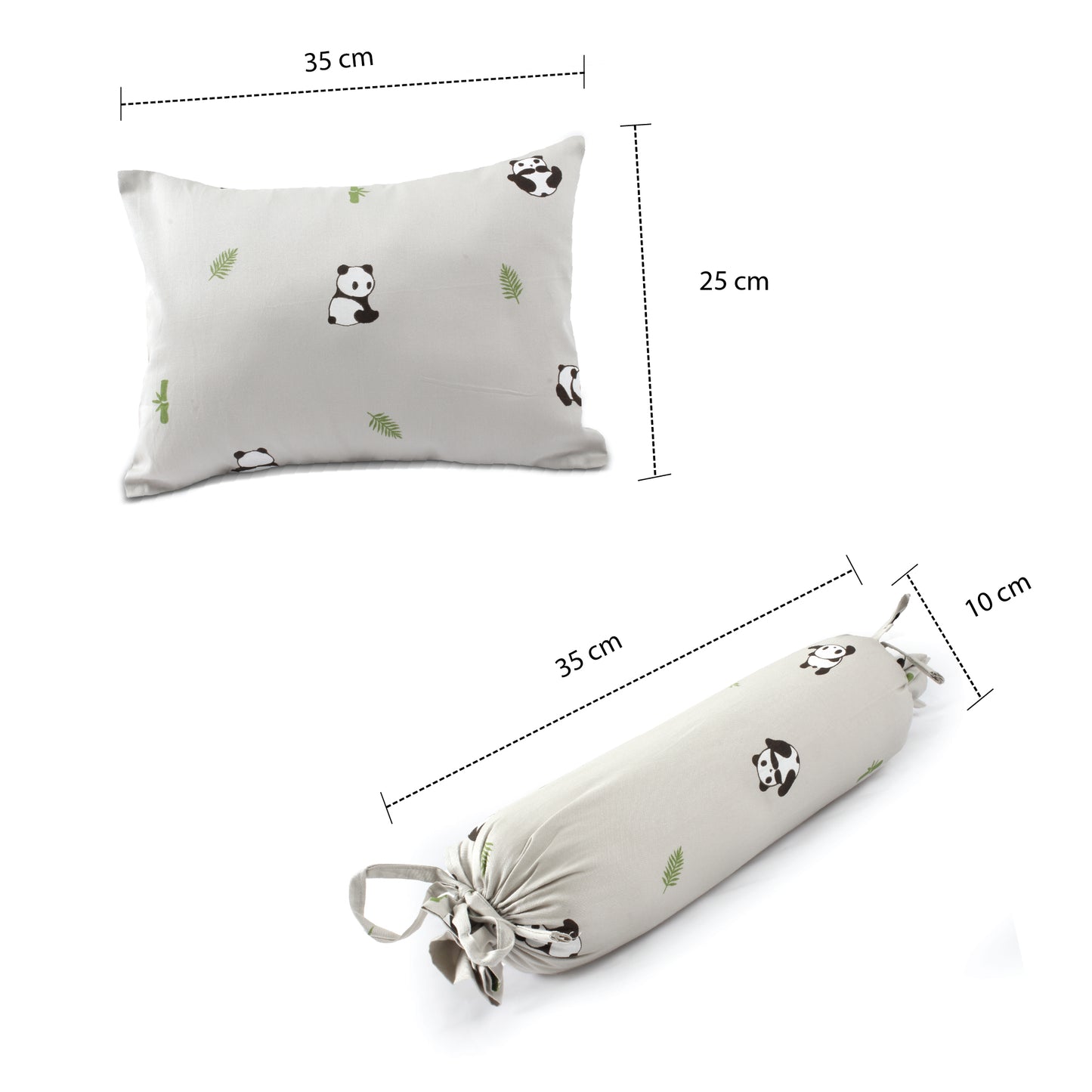 Grey Panda Bolster Pillow Set 1 Pcs