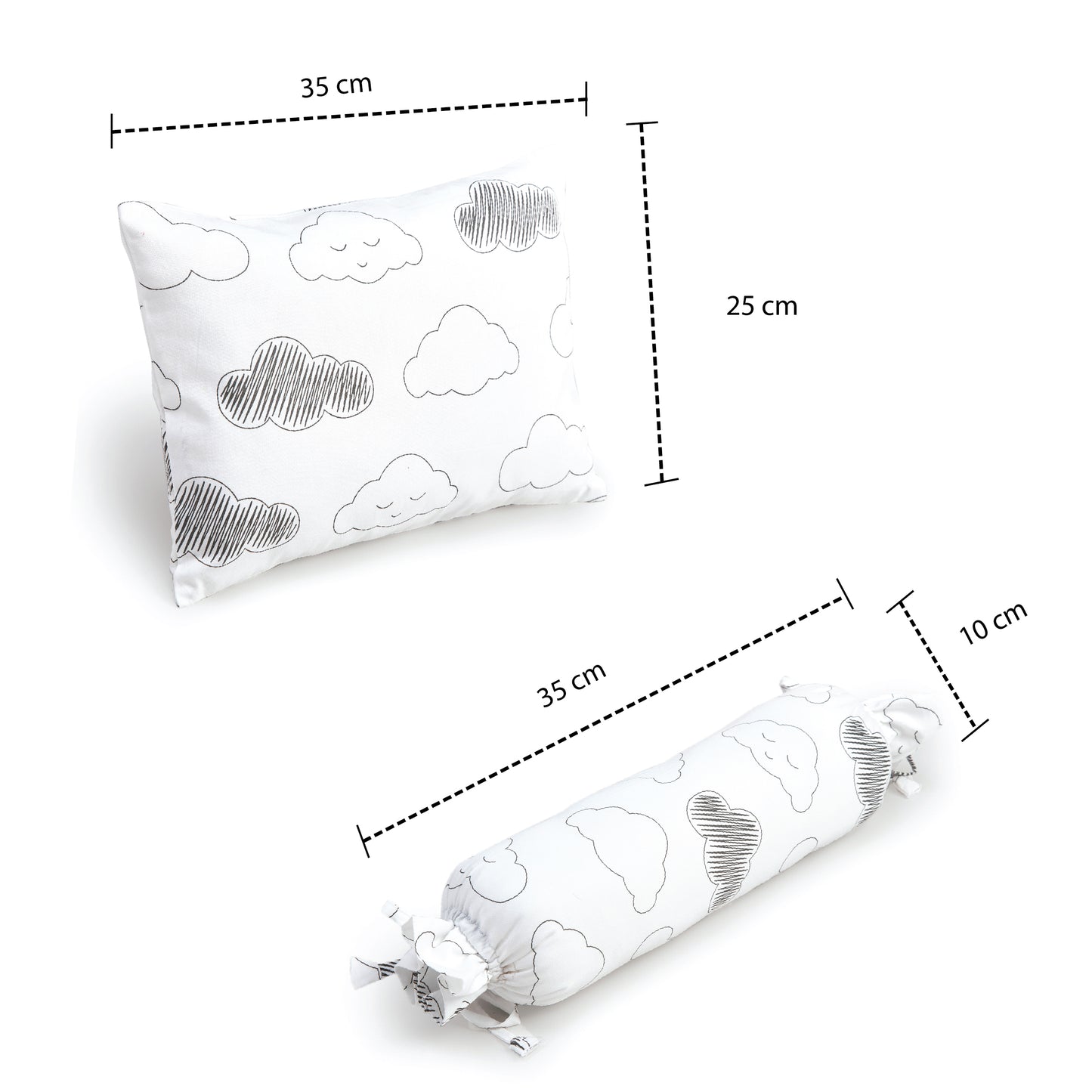 Grey Clouds Bolster Pillow Set 1 Pcs