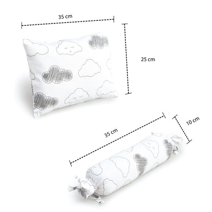 Grey Clouds Bolster Pillow Set 1 Pcs