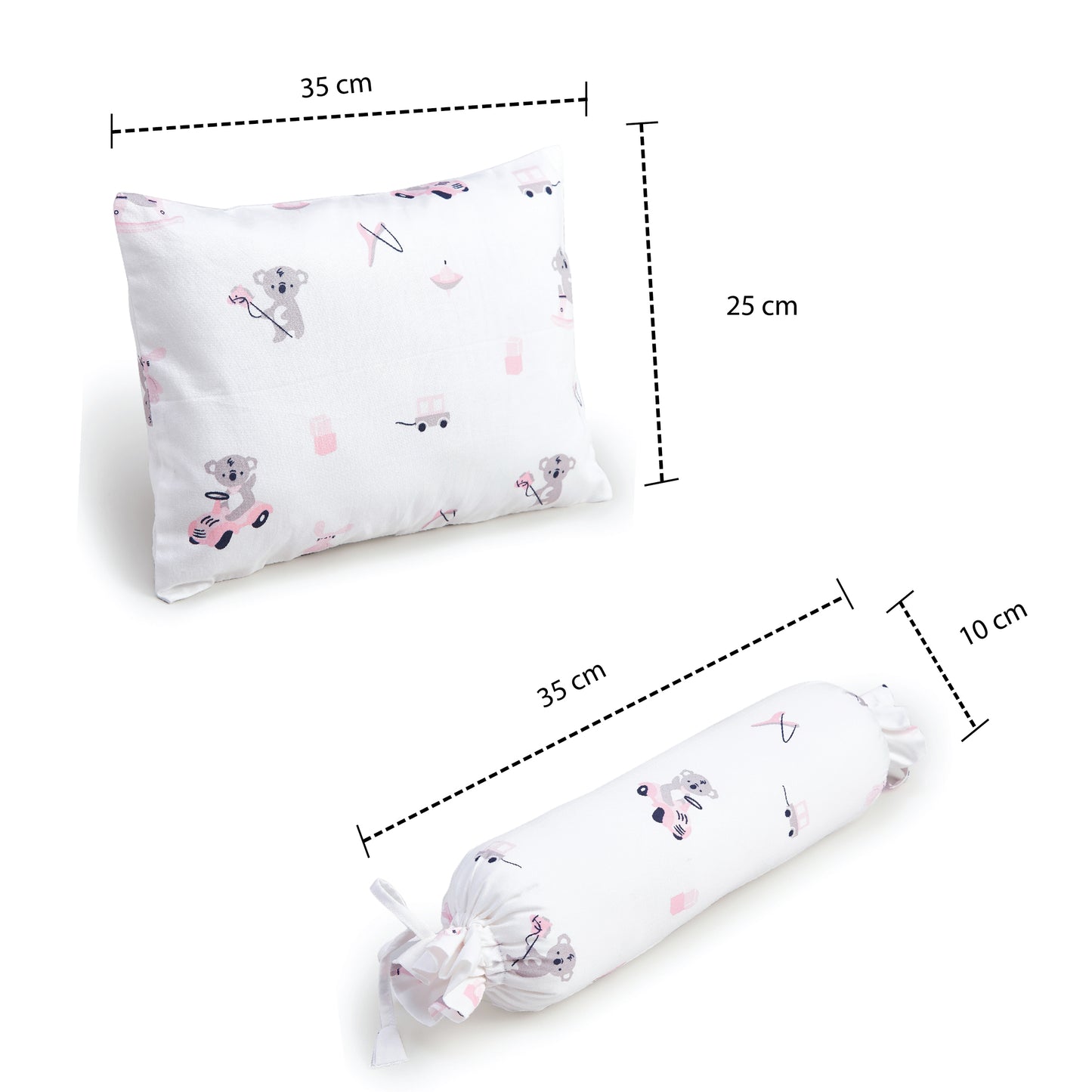 Pink Koala with Horse Bolster Pillow Set 1 Pcs