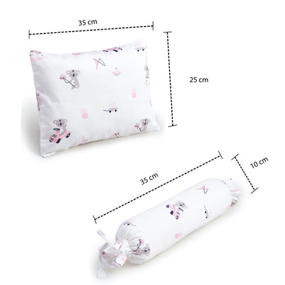 Pink Koala with Horse Bolster Pillow Set 1 Pcs