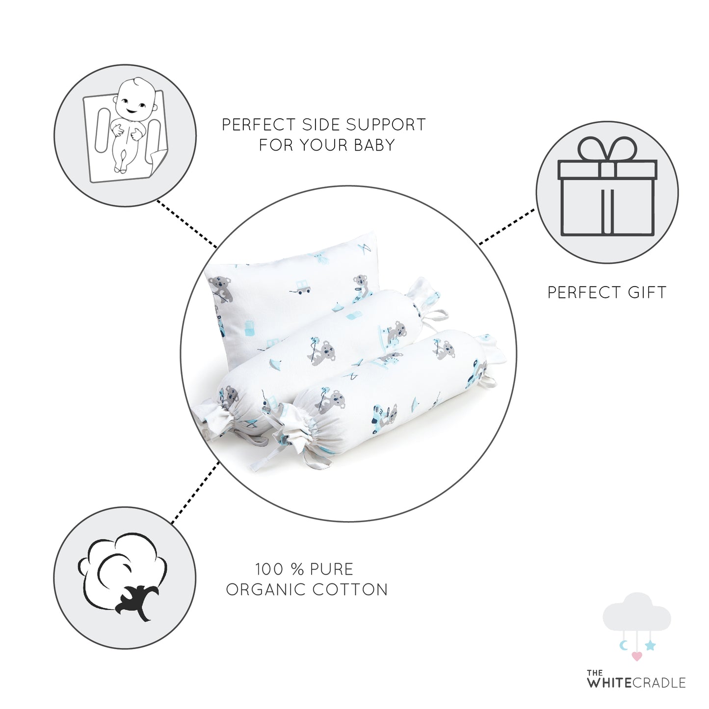 Blue Koala with Horse Bolster Pillow Set 1 Pcs