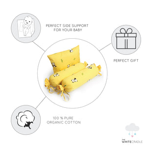 Yellow Panda Bolster Pillow Set 1 Pcs