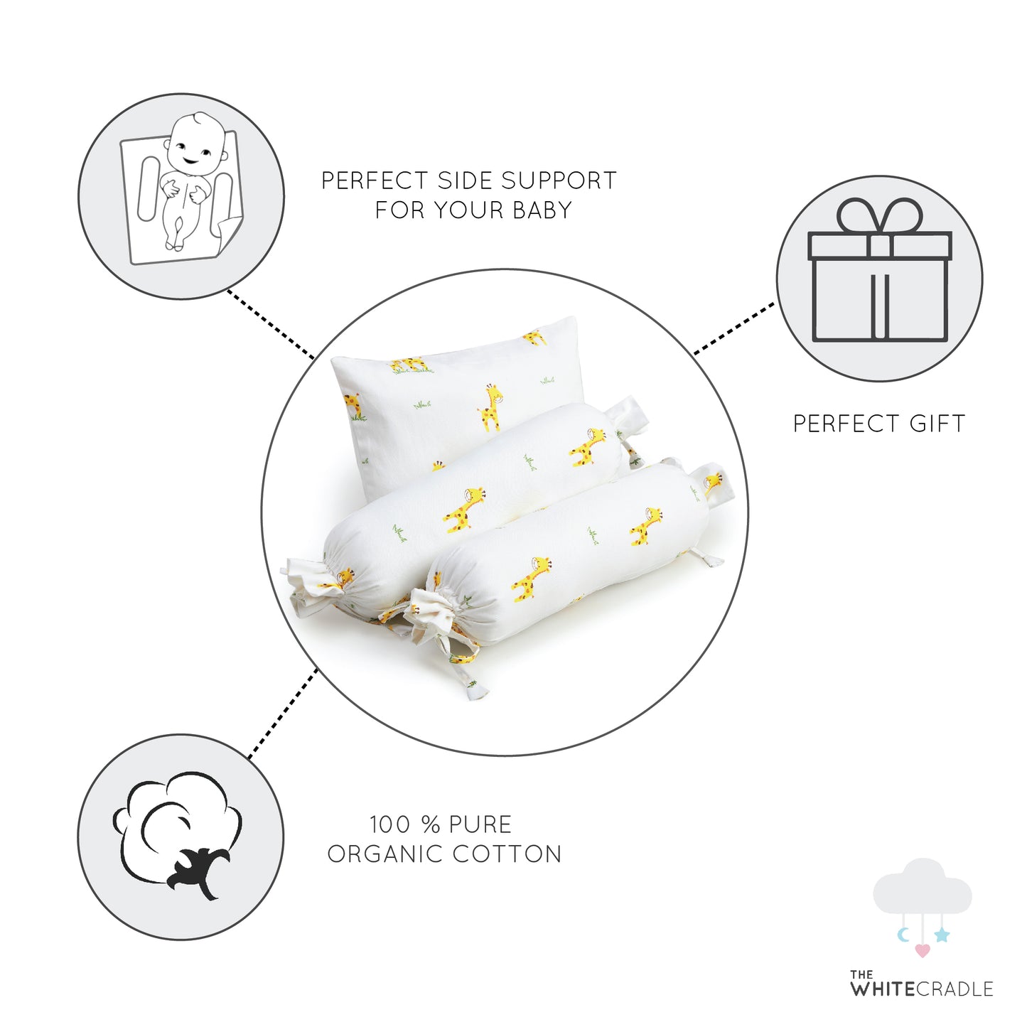 Giraffe Printed Bolster Pillow Set 1 Pcs