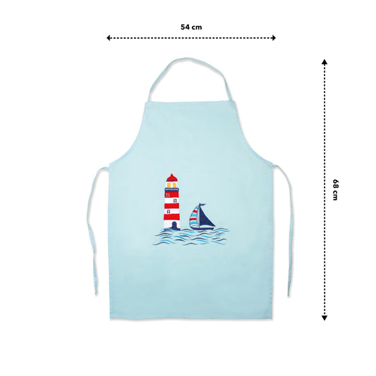 Boat Kids Organic Embroidered Twill Cotton Apron 1 Pcs