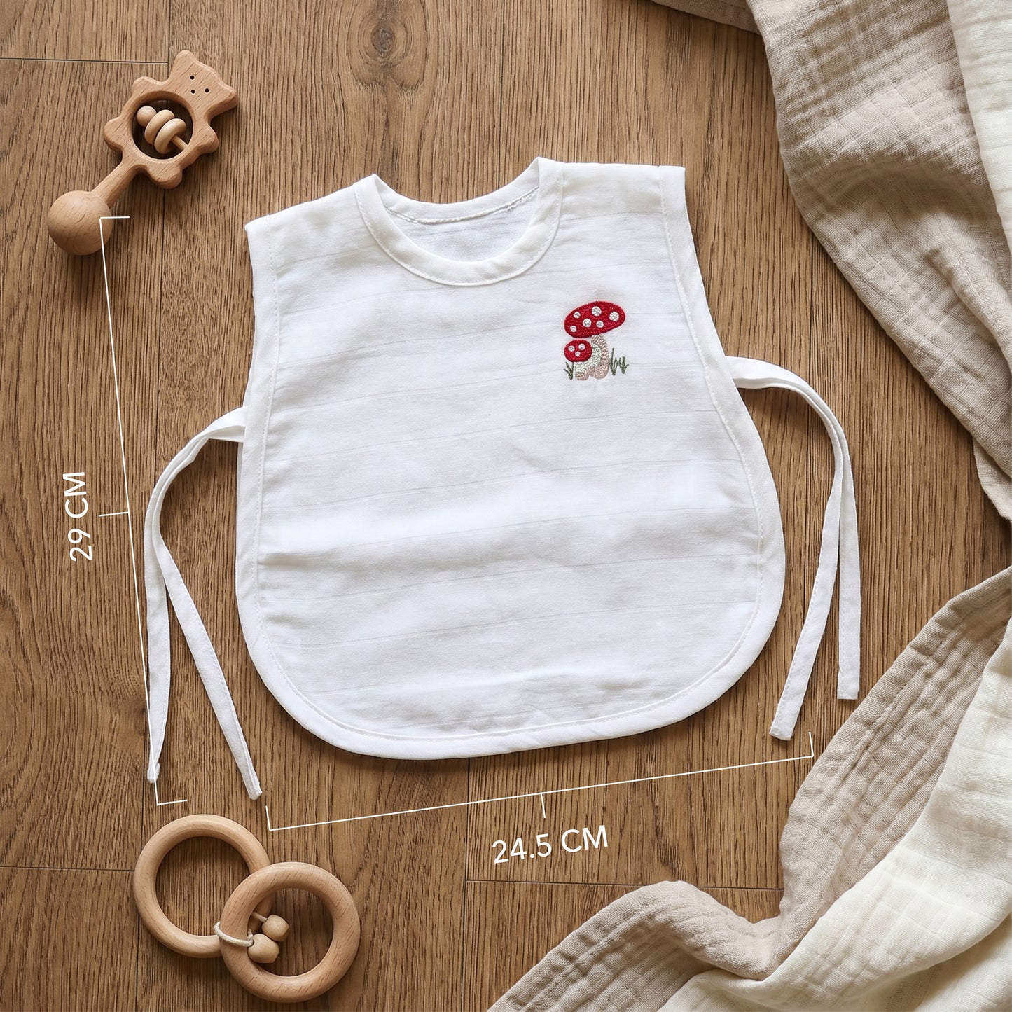 Soft Organic Cotton Baby Vest Set (Pack of 2) | Printed & Embroidered | Baby Mushroom with Sunflower