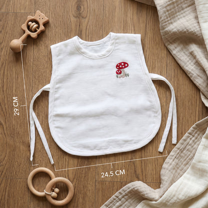 Soft Organic Cotton Baby Vest Set (Pack of 2) | Printed & Embroidered | Baby Mushroom with Sunflower