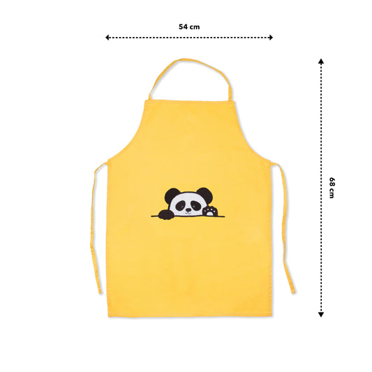 Peekaboo Panda Kids Organic Embroidered Twill Cotton Apron 1 Pcs