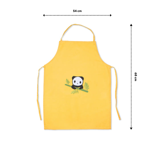 Tiny Panda Perch Kids Organic Embroidered Twill Cotton Apron 1 Pcs