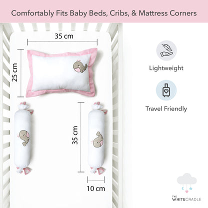 Pink Whale Bolster Pillow Set 1 Pcs