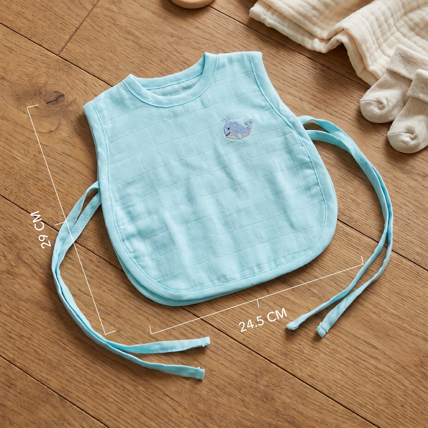 Soft Organic Cotton Baby Vest Set (Pack of 2) | Printed & Embroidered | Whale with Blue Heart