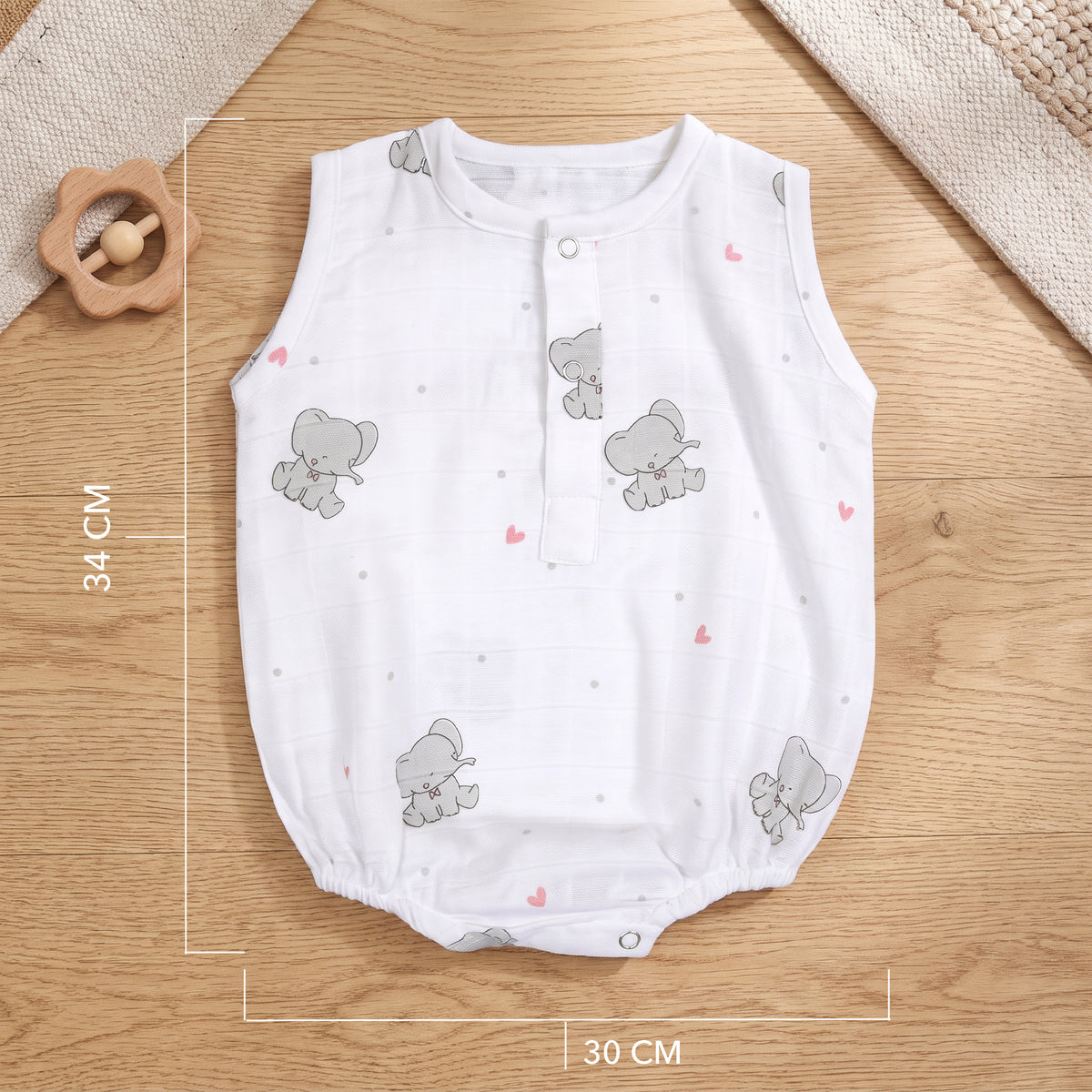 Soft Organic Cotton Baby Vest and Romper (Pack of 2) | Printed  | Pink Ellie With Heart