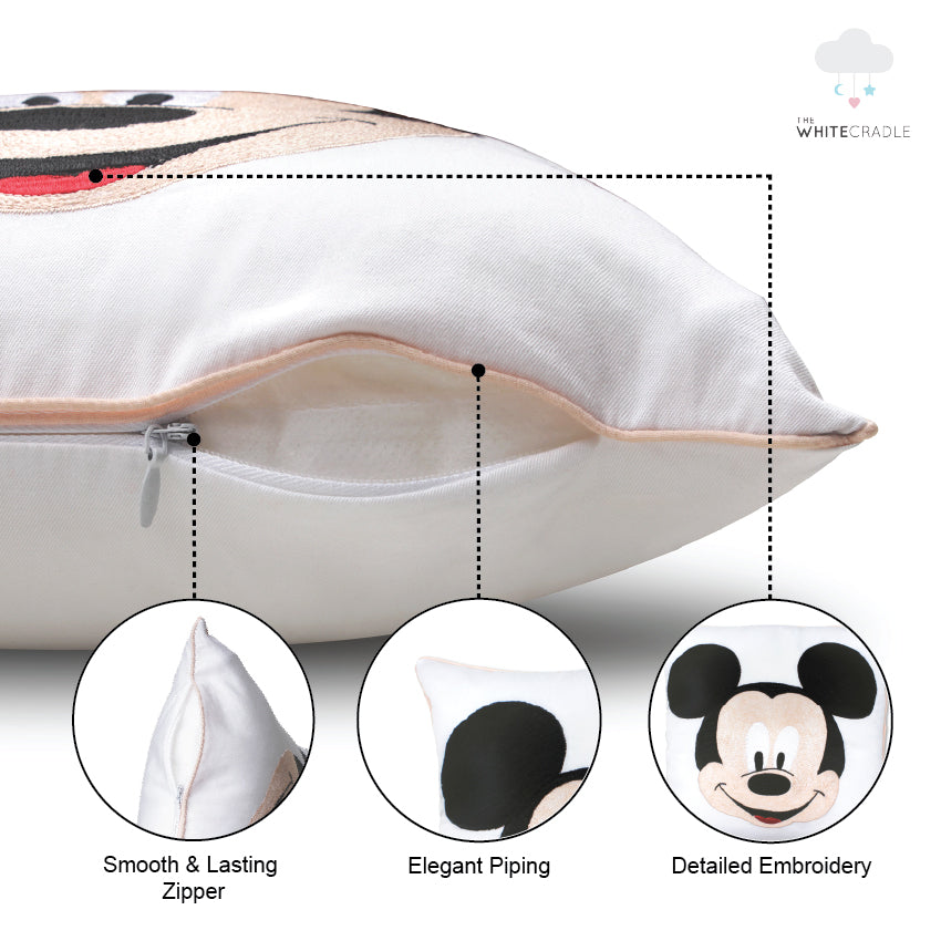 Mickey Face Twill Filled Cotton Pillow 1 Pcs