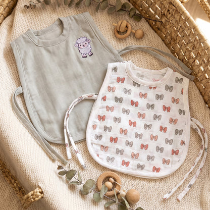 Soft Organic Cotton Baby Vest Set (Pack of 2) | Printed & Embroidered | Big sheep with Pink Bow
