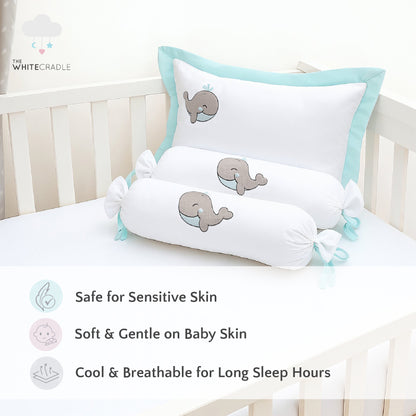 Blue Whale Bolster Pillow Set 1 Pcs