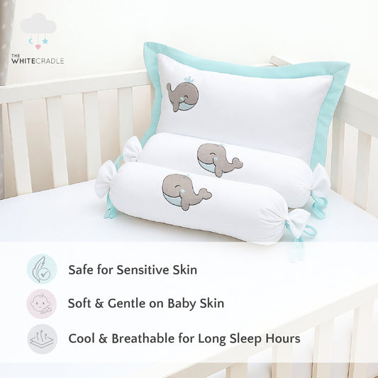 Blue Whale Bolster Pillow Set 1 Pcs