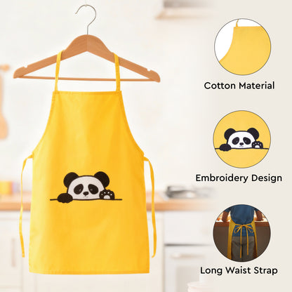 Peekaboo Panda Kids Organic Embroidered Twill Cotton Apron 1 Pcs