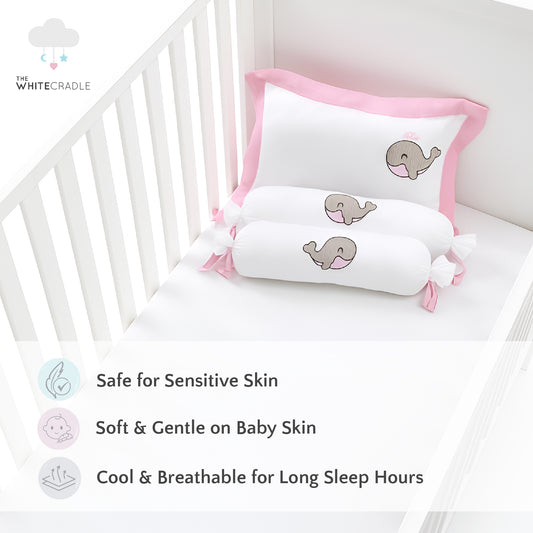 Pink Whale Bolster Pillow Set 1 Pcs