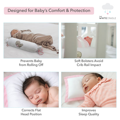 Pink Whale Bolster Pillow Set 1 Pcs