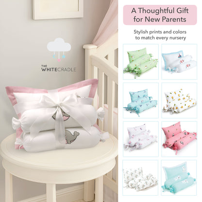Pink Whale Bolster Pillow Set 1 Pcs